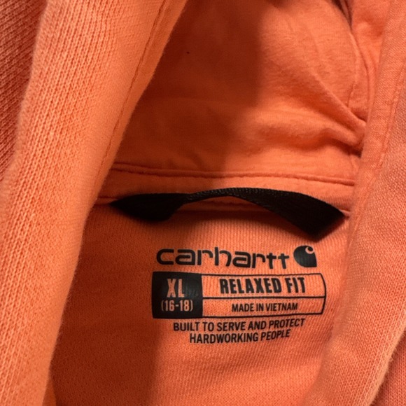 Carhartt Women's Relaxed Fit Midweight Hoodie - Size XL(16-18) Salmon / Orange - Picture 8 of 9